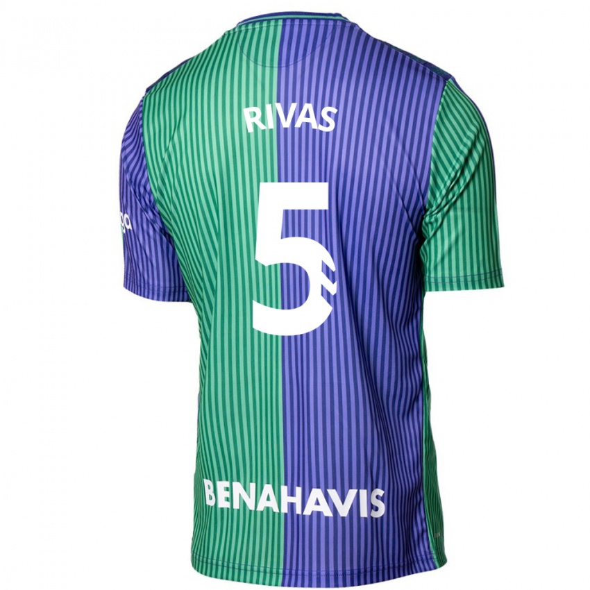 Kinderen Juande Rivas #5 Groen Blauw Uitshirt Uittenue 2023/24 T-Shirt