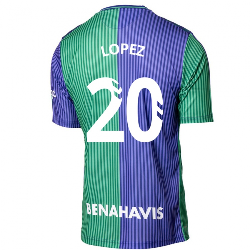 Kinderen Adri López #20 Groen Blauw Uitshirt Uittenue 2023/24 T-Shirt