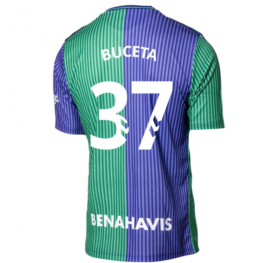 Kinderen Ana Buceta #37 Groen Blauw Uitshirt Uittenue 2023/24 T-Shirt