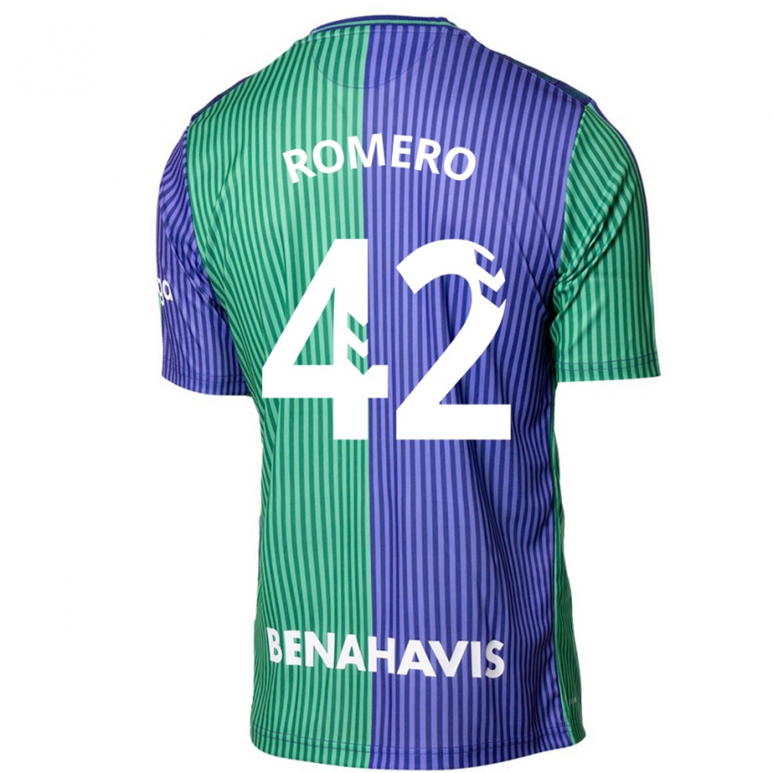 Kinderen Andrea Romero #42 Groen Blauw Uitshirt Uittenue 2023/24 T-Shirt