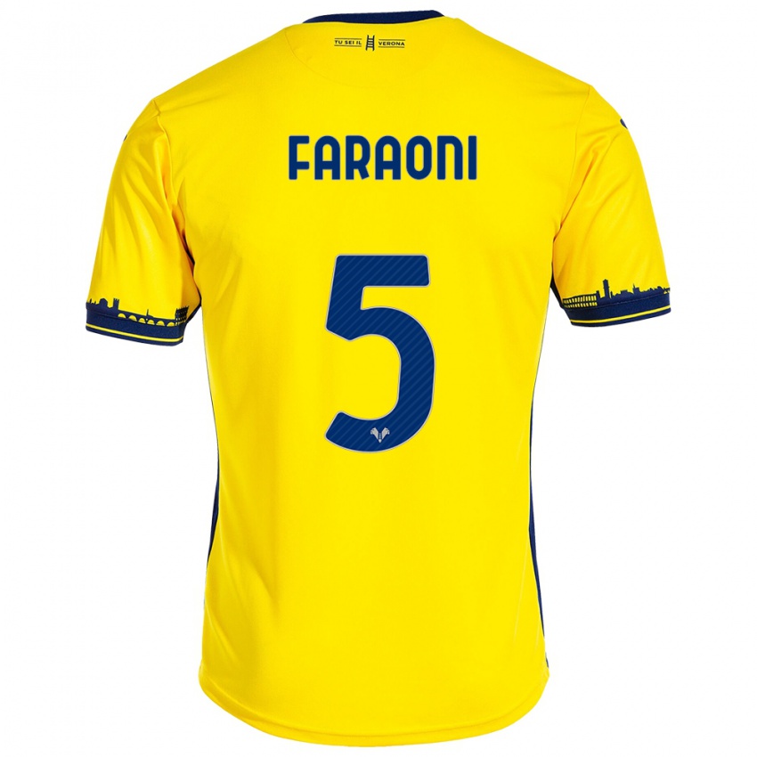 Kinderen Davide Faraoni #5 Geel Uitshirt Uittenue 2023/24 T-Shirt