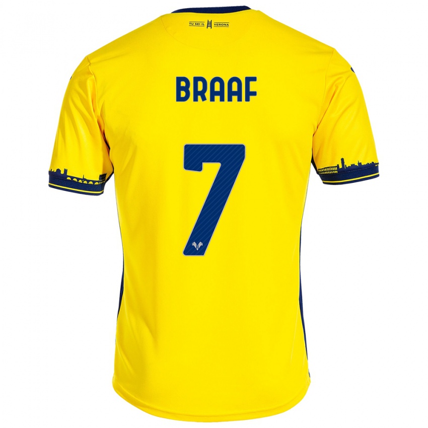 Kinderen Jayden Braaf #7 Geel Uitshirt Uittenue 2023/24 T-Shirt