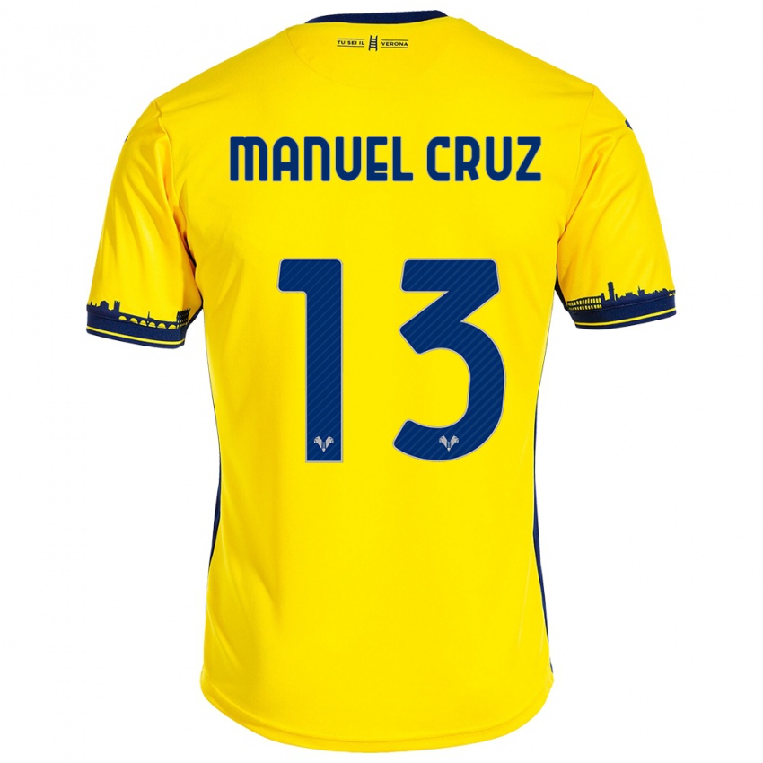 Kinderen Juan Manuel Cruz #13 Geel Uitshirt Uittenue 2023/24 T-Shirt