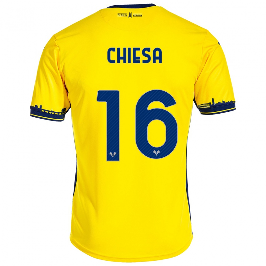 Kinderen Mattia Chiesa #16 Geel Uitshirt Uittenue 2023/24 T-Shirt