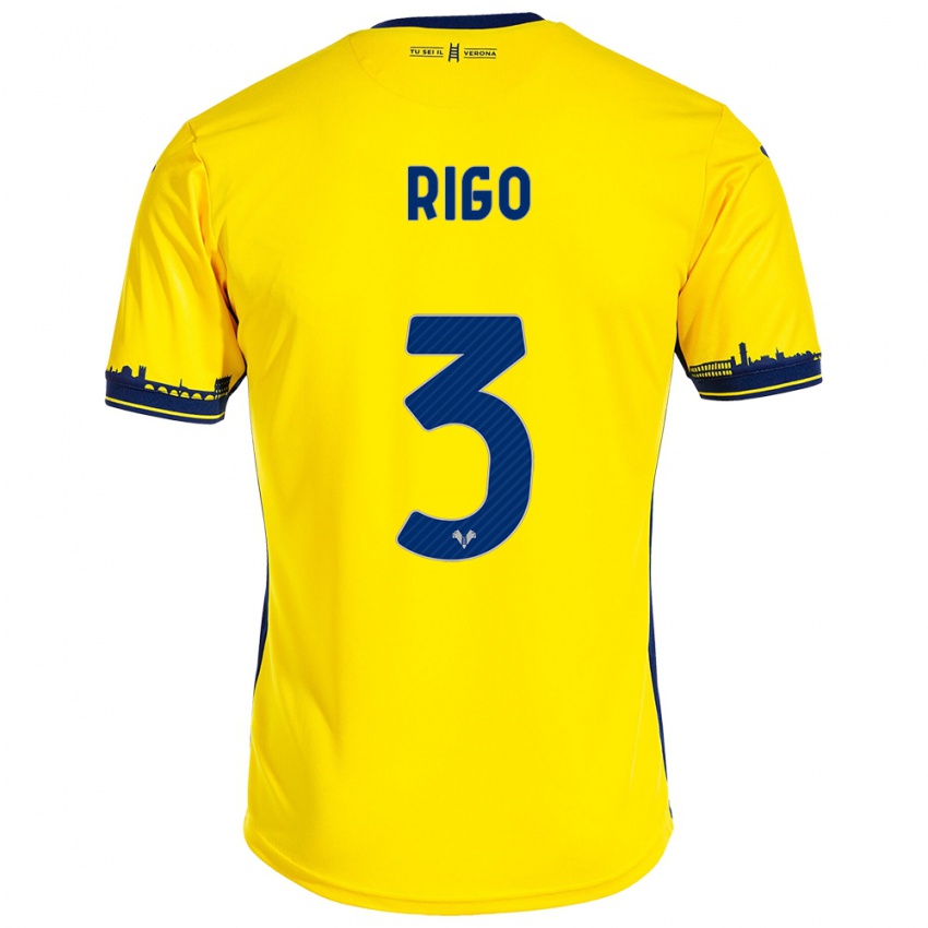 Kinderen Mattia Rigo #3 Geel Uitshirt Uittenue 2023/24 T-Shirt