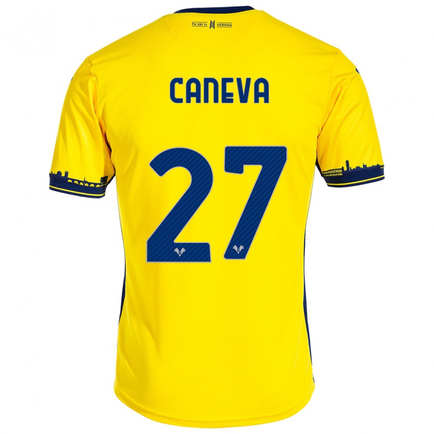 Kinderen Elia Caneva #27 Geel Uitshirt Uittenue 2023/24 T-Shirt