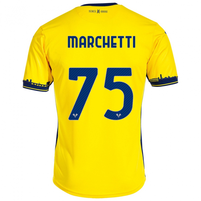 Kinderen Nicolò Marchetti #75 Geel Uitshirt Uittenue 2023/24 T-Shirt