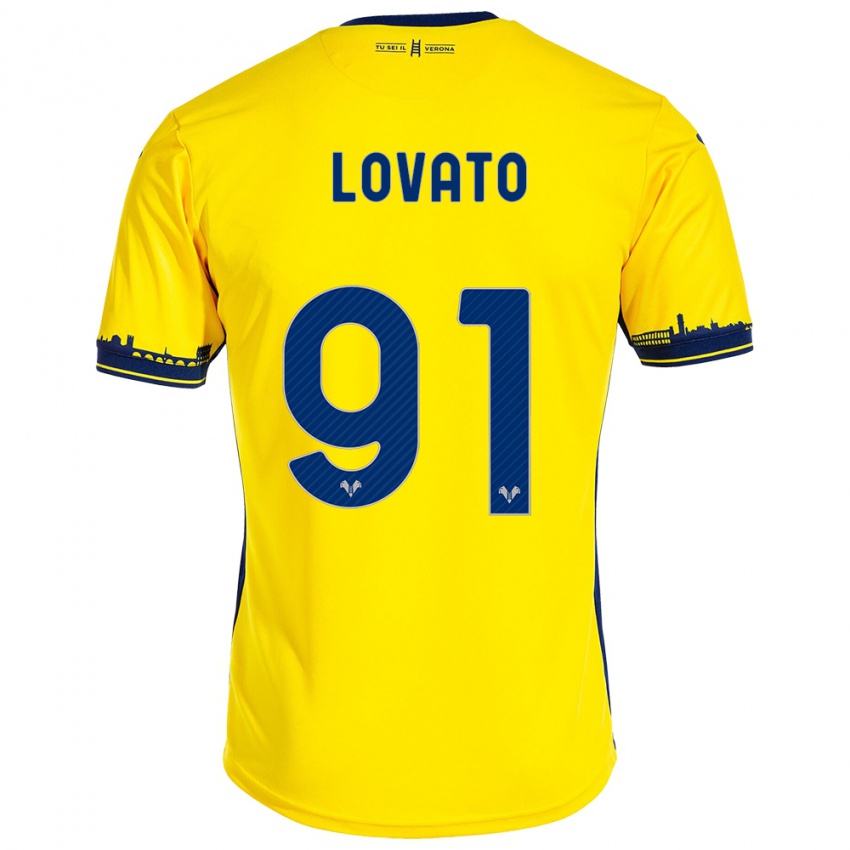 Kinderen Enrico Lovato #91 Geel Uitshirt Uittenue 2023/24 T-Shirt