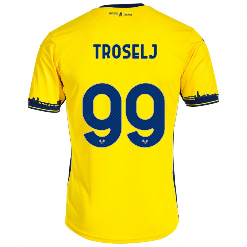 Kinderen Ethan Troselj #99 Geel Uitshirt Uittenue 2023/24 T-Shirt