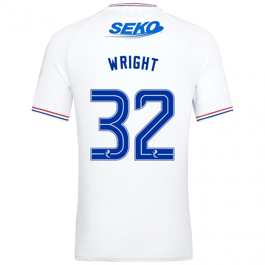 Kinderen Kieran Wright #32 Wit Uitshirt Uittenue 2023/24 T-Shirt