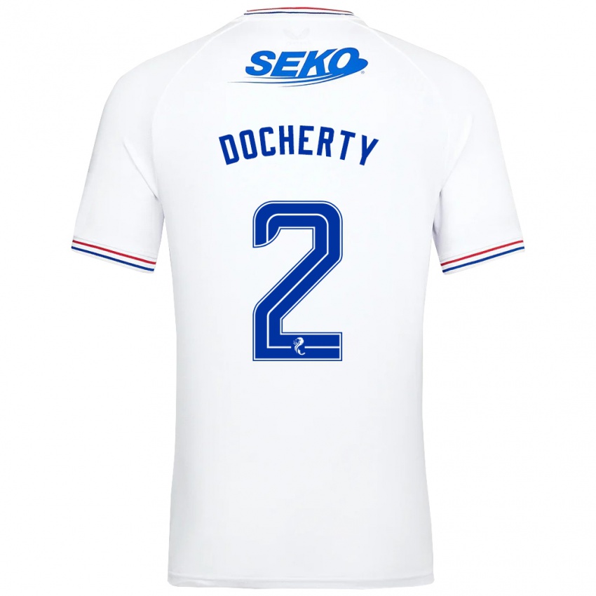 Kinderen Nicola Docherty #2 Wit Uitshirt Uittenue 2023/24 T-Shirt