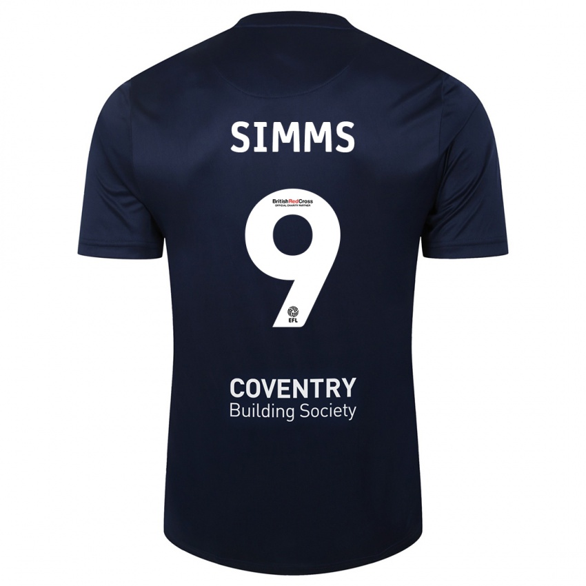 Kinderen Ellis Simms #9 Rode Marine Uitshirt Uittenue 2023/24 T-Shirt