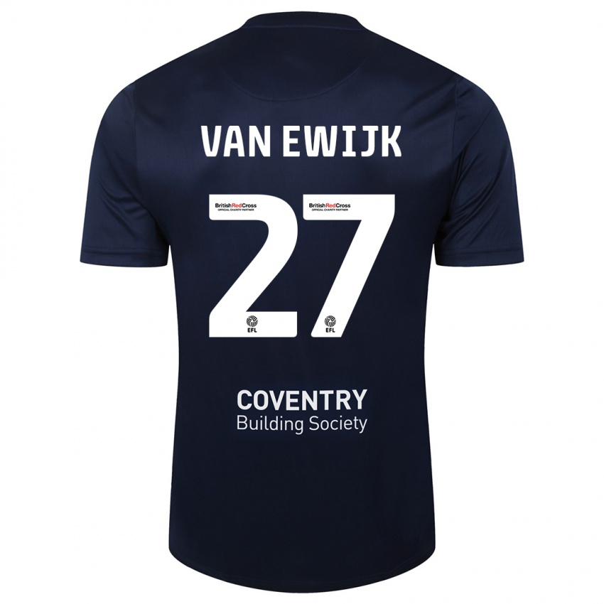 Kinderen Milan Van Ewijk #27 Rode Marine Uitshirt Uittenue 2023/24 T-Shirt