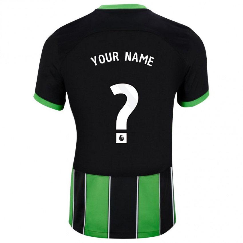 Kinderen Uw Naam #0 Zwart Groen Uitshirt Uittenue 2023/24 T-Shirt