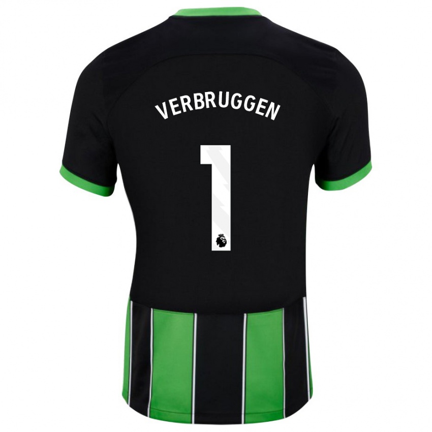 Kinderen Bart Verbruggen #1 Zwart Groen Uitshirt Uittenue 2023/24 T-Shirt