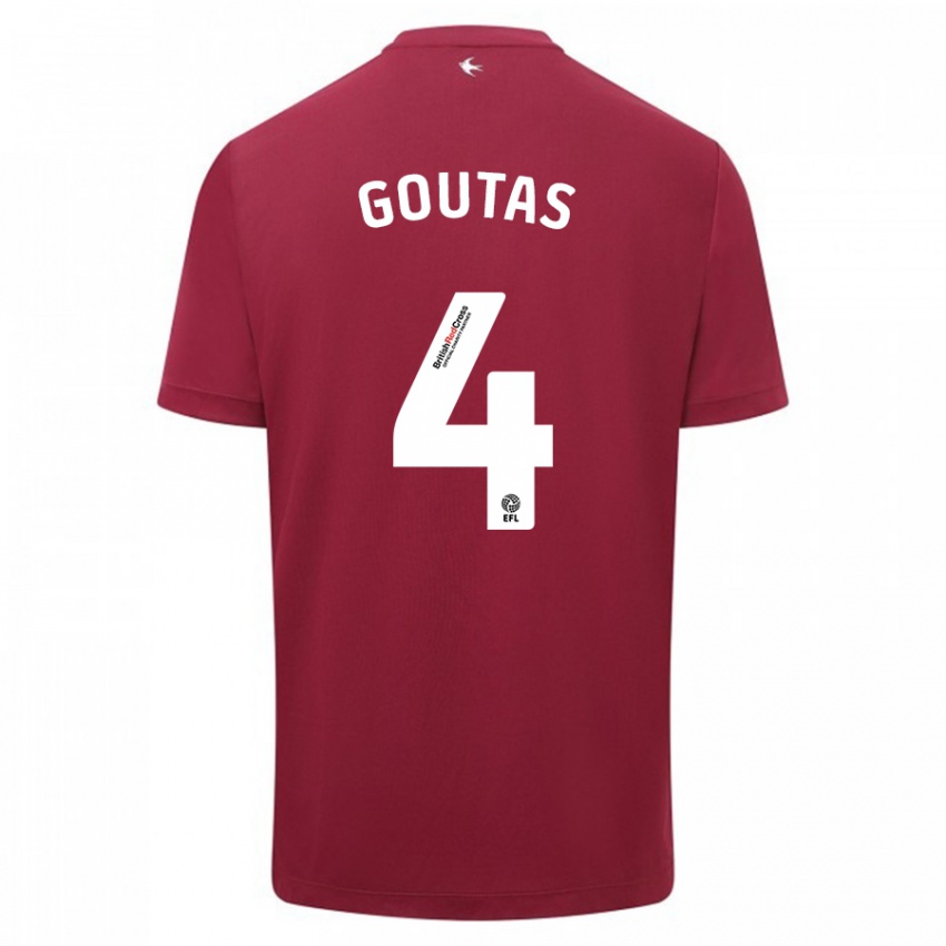 Kinderen Dimitrios Goutas #4 Rood Uitshirt Uittenue 2023/24 T-Shirt