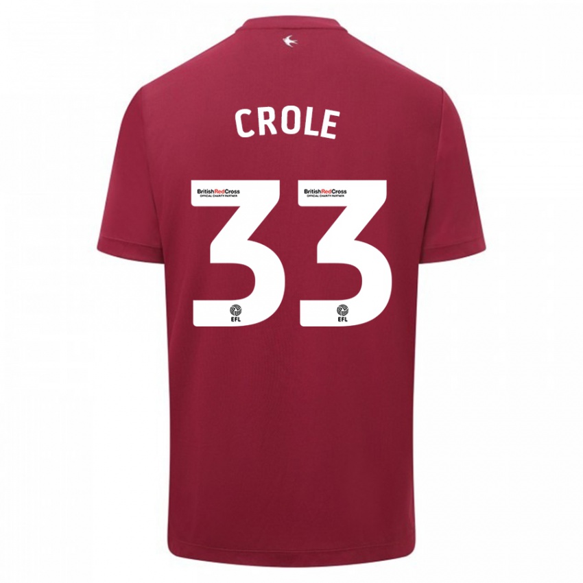 Kinderen James Crole #33 Rood Uitshirt Uittenue 2023/24 T-Shirt