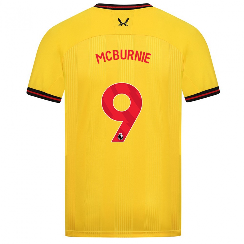 Kinderen Oli Mcburnie #9 Geel Uitshirt Uittenue 2023/24 T-Shirt