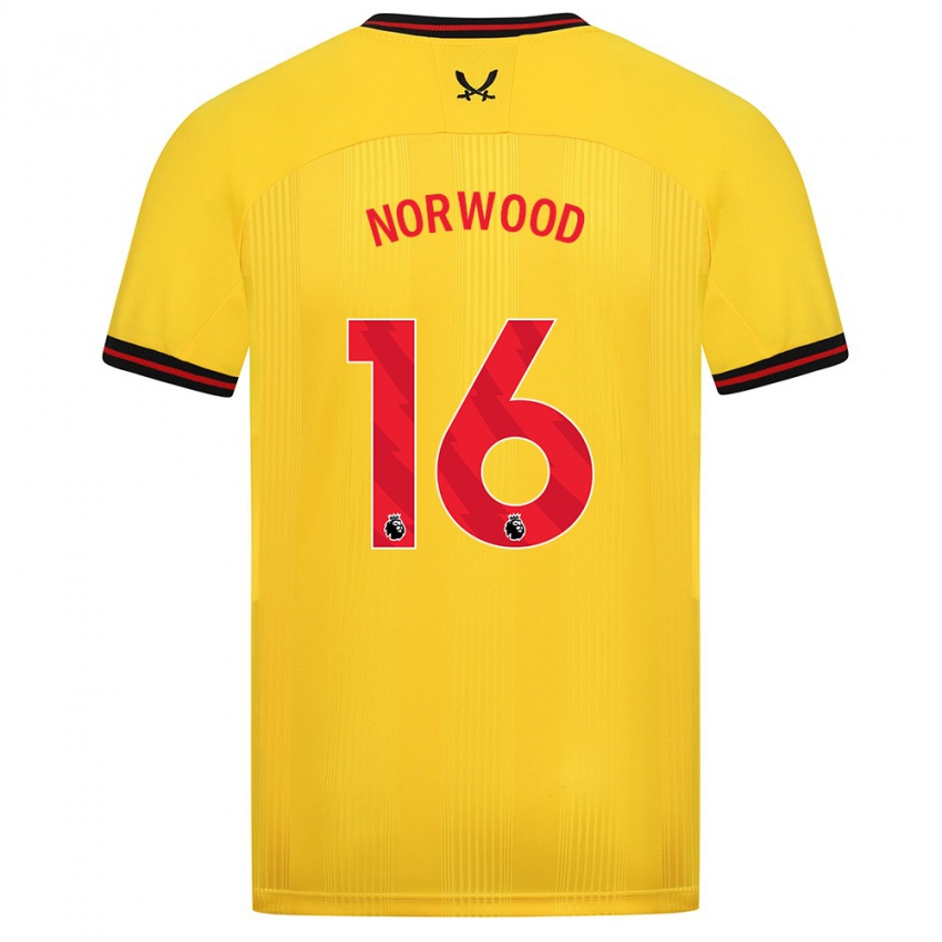 Kinderen Oliver Norwood #16 Geel Uitshirt Uittenue 2023/24 T-Shirt