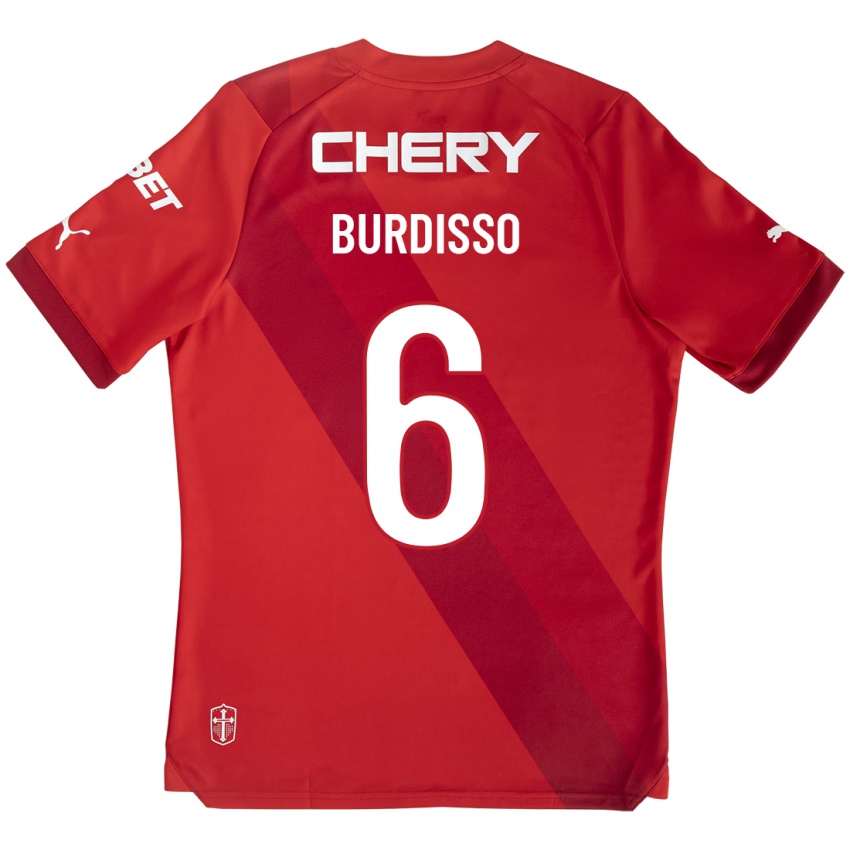 Kinderen Guillermo Burdisso #6 Rood Uitshirt Uittenue 2023/24 T-Shirt