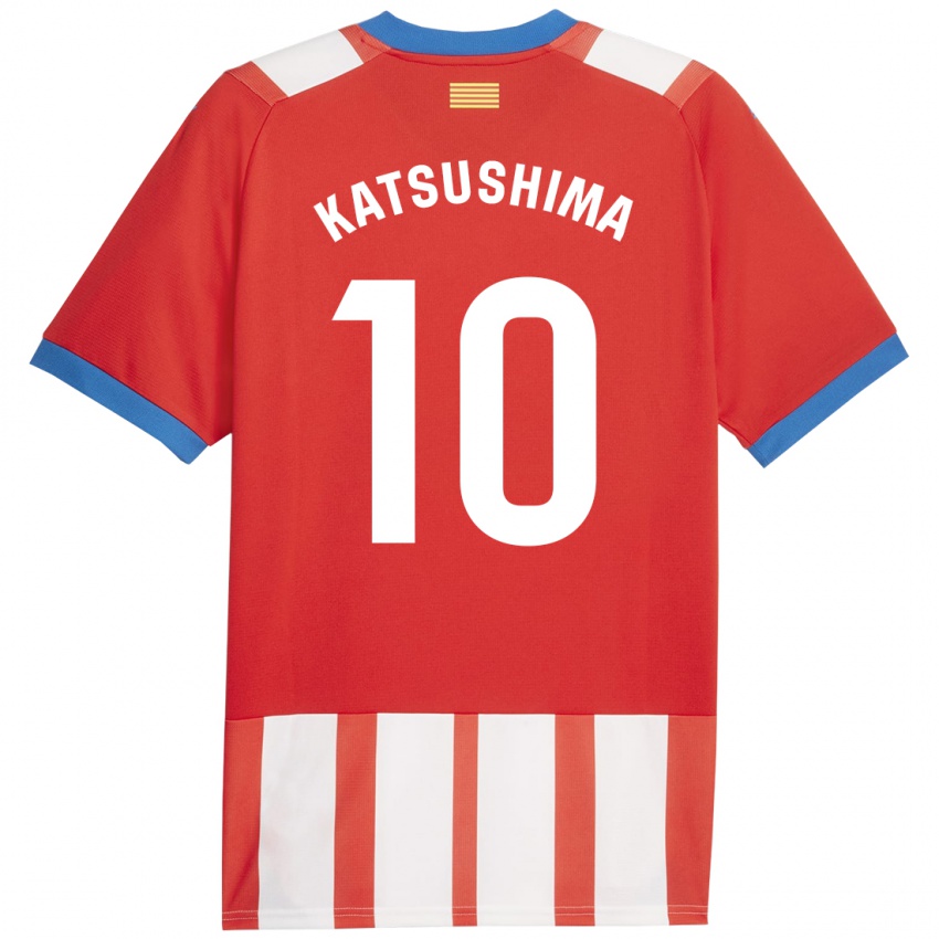 Heren Shinnosuke Katsushima #10 Rood Wit Thuisshirt Thuistenue 2023/24 T-Shirt