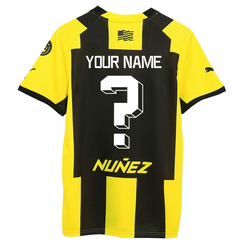 Heren Uw Naam #0 Geel Zwart Thuisshirt Thuistenue 2023/24 T-Shirt