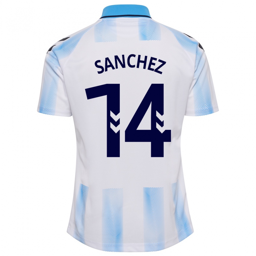 Heren Rubén Sánchez #14 Wit Blauw Thuisshirt Thuistenue 2023/24 T-Shirt