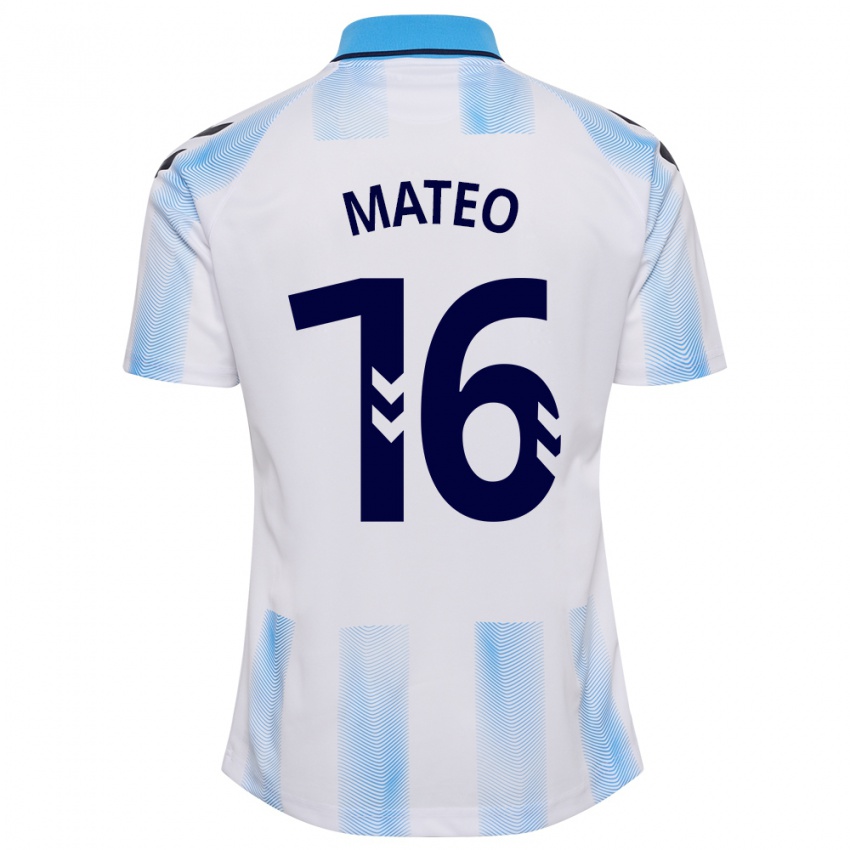 Heren Ángel Mateo #16 Wit Blauw Thuisshirt Thuistenue 2023/24 T-Shirt