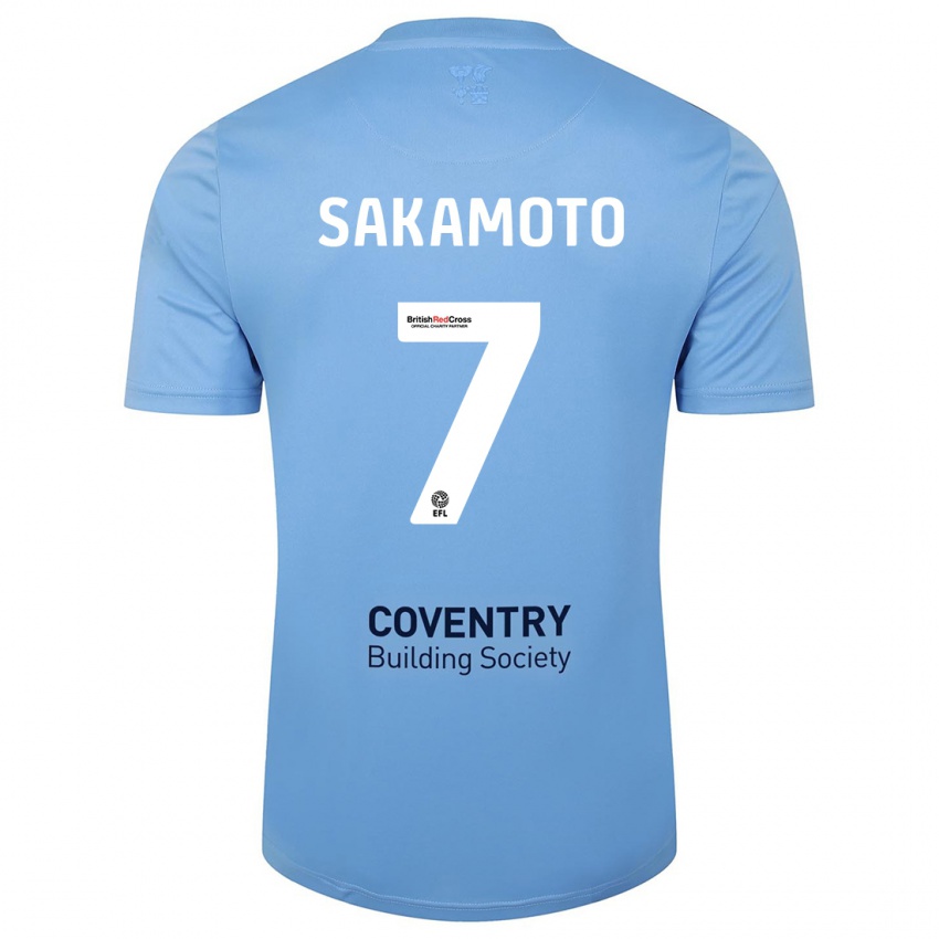 Heren Tatsuhiro Sakamoto #7 Hemelsblauw Thuisshirt Thuistenue 2023/24 T-Shirt