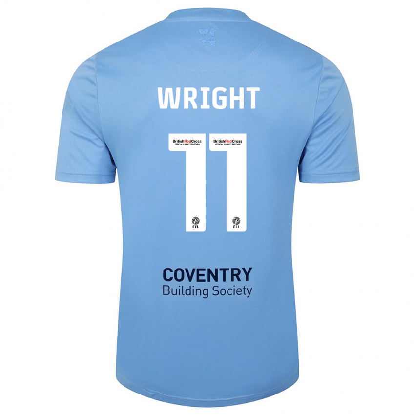 Heren Haji Wright #11 Hemelsblauw Thuisshirt Thuistenue 2023/24 T-Shirt