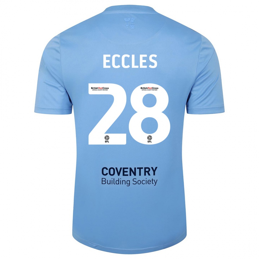 Heren Josh Eccles #28 Hemelsblauw Thuisshirt Thuistenue 2023/24 T-Shirt