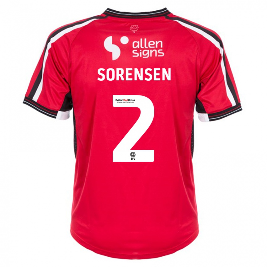 Heren Lasse Sörensen #2 Rood Thuisshirt Thuistenue 2023/24 T-Shirt