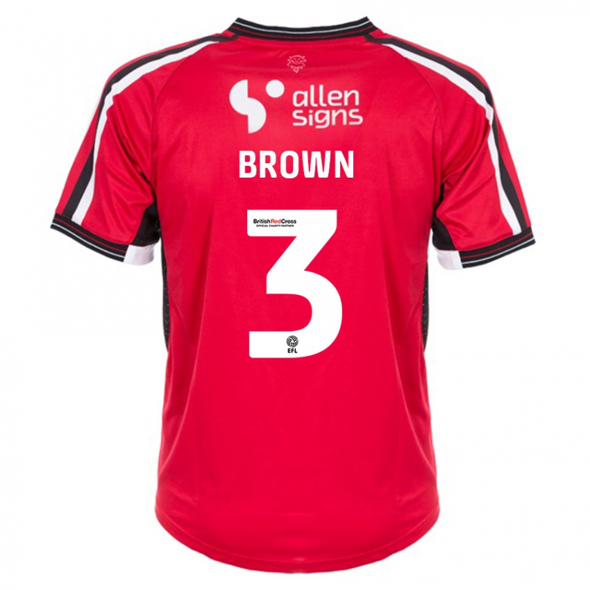 Heren Jaden Brown #3 Rood Thuisshirt Thuistenue 2023/24 T-Shirt