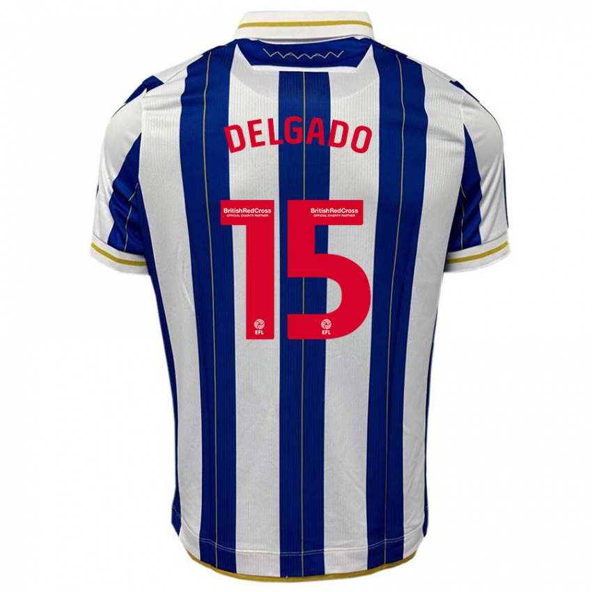 Heren Juan Delgado #15 Blauw Wit Thuisshirt Thuistenue 2023/24 T-Shirt