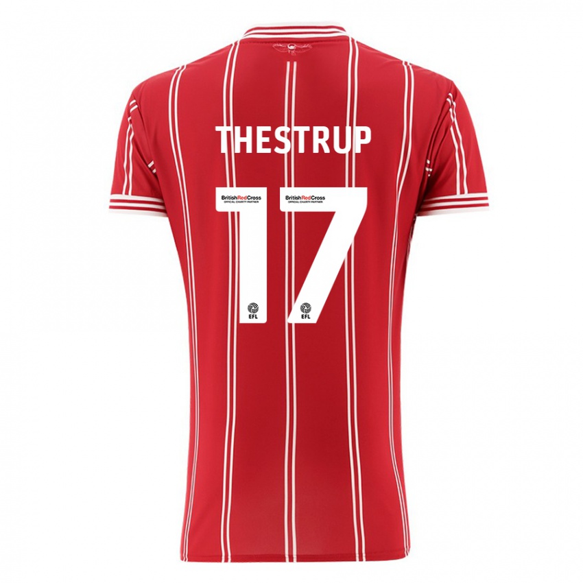 Heren Amalie Thestrup #17 Rood Thuisshirt Thuistenue 2023/24 T-Shirt