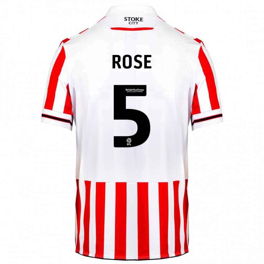 Heren Michael Rose #5 Rood Wit Thuisshirt Thuistenue 2023/24 T-Shirt