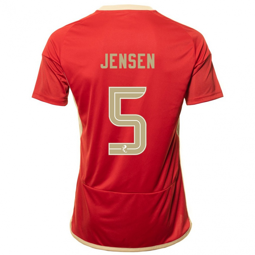 Heren Richard Jensen #5 Rood Thuisshirt Thuistenue 2023/24 T-Shirt