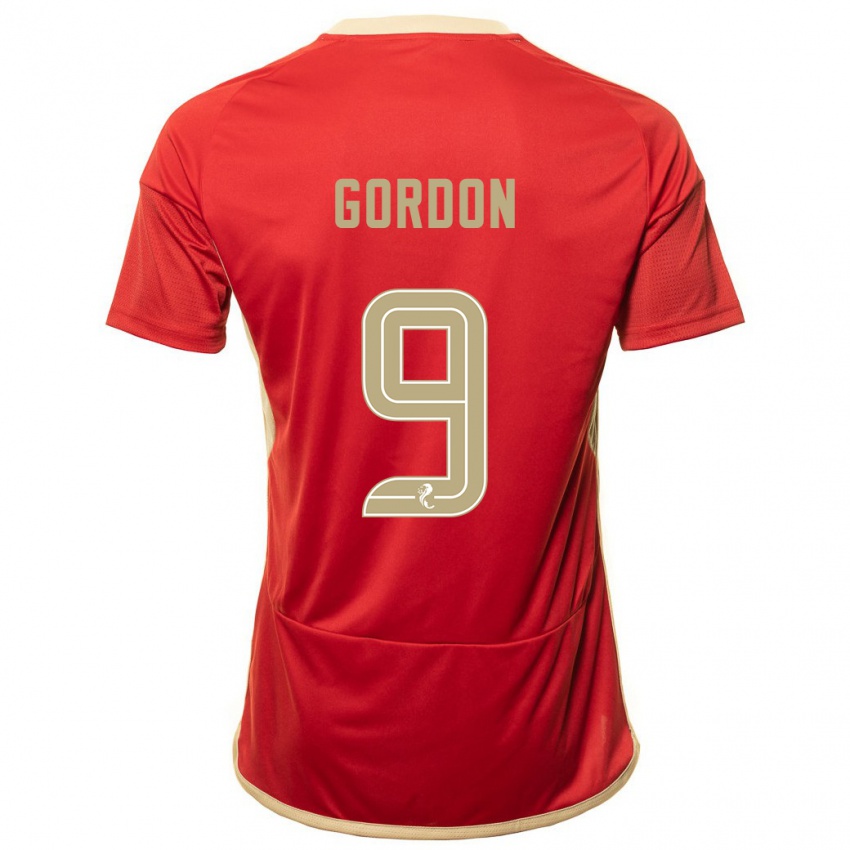 Heren Lauren Gordon #9 Rood Thuisshirt Thuistenue 2023/24 T-Shirt