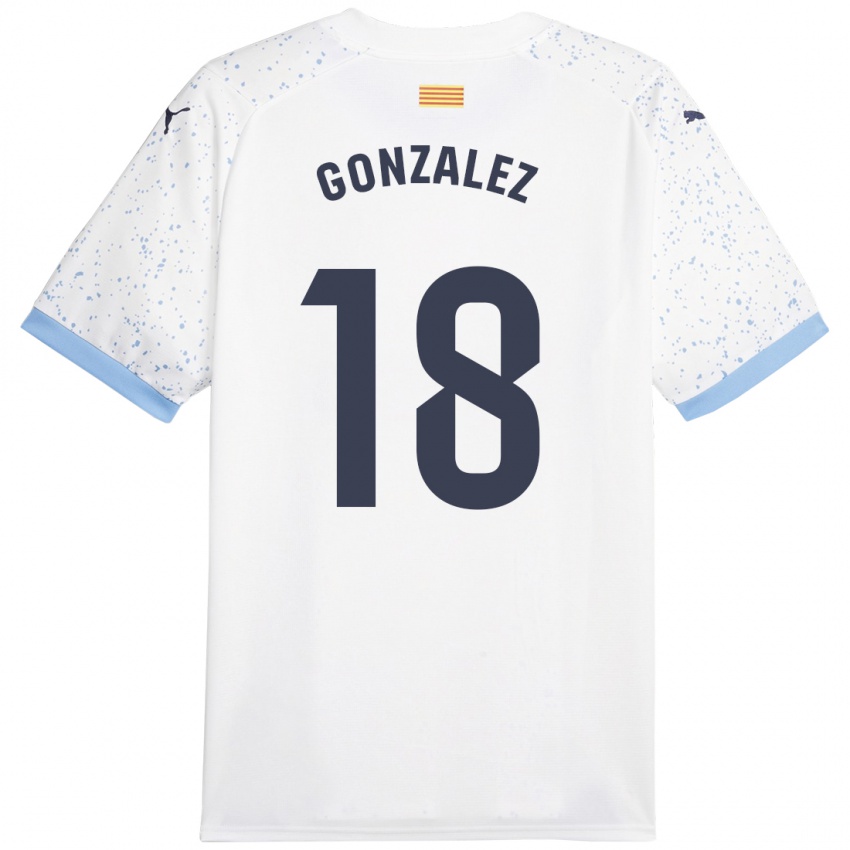 Heren Gerard Gonzalez #18 Wit Uitshirt Uittenue 2023/24 T-Shirt