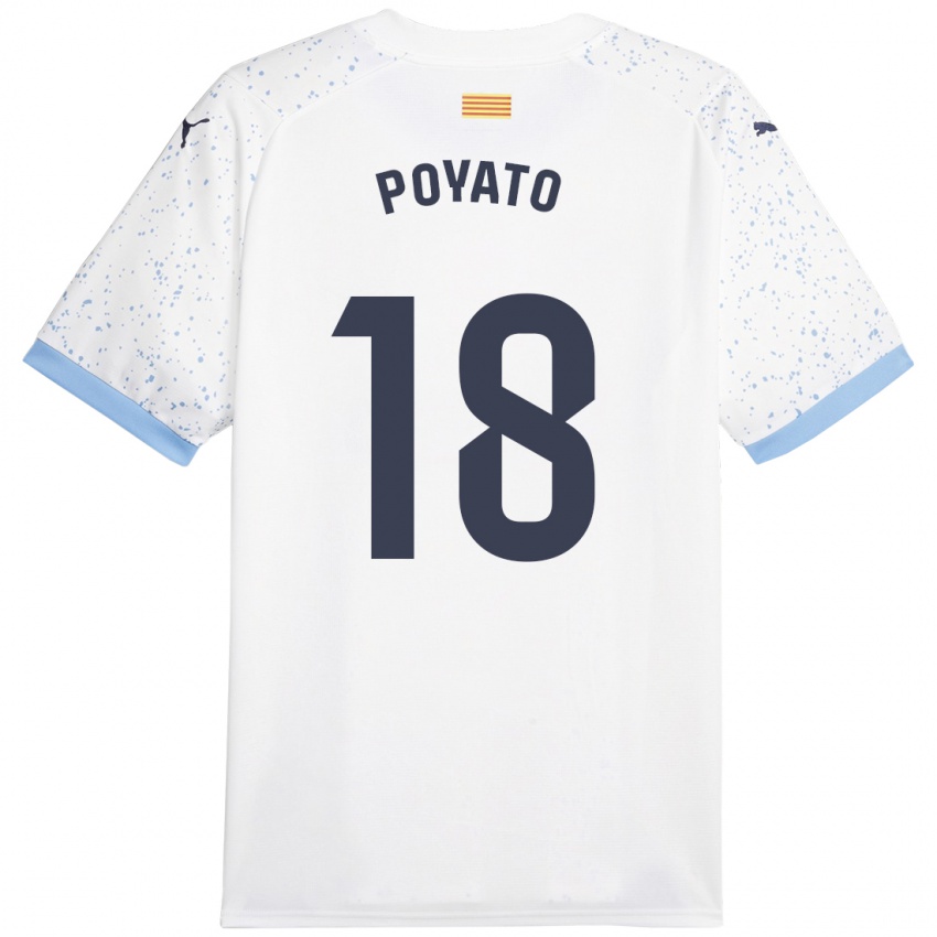 Heren Marina Poyato #18 Wit Uitshirt Uittenue 2023/24 T-Shirt