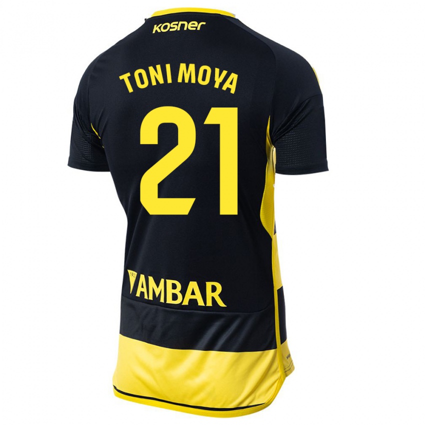 Heren Toni Moya #21 Zwart Geel Uitshirt Uittenue 2023/24 T-Shirt
