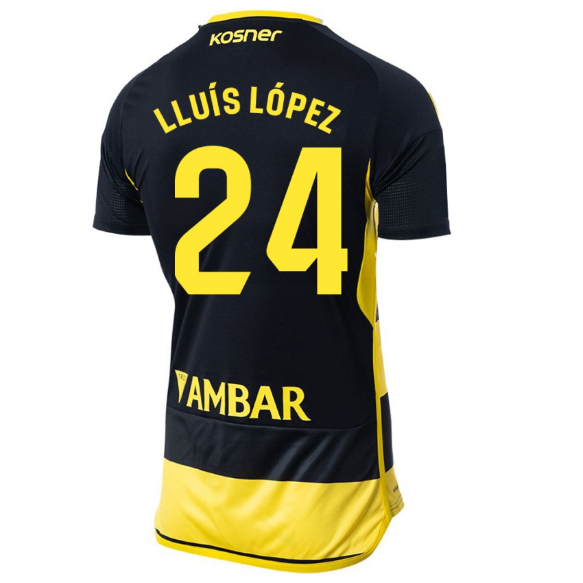Heren Lluís López #24 Zwart Geel Uitshirt Uittenue 2023/24 T-Shirt