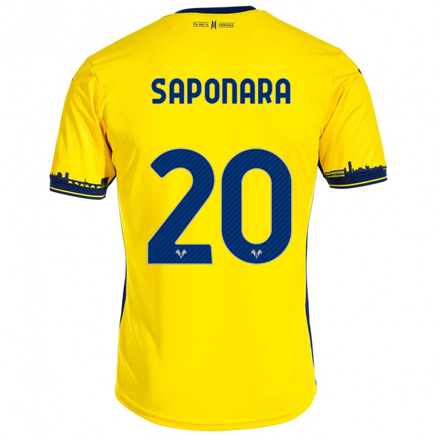 Heren Riccardo Saponara #20 Geel Uitshirt Uittenue 2023/24 T-Shirt