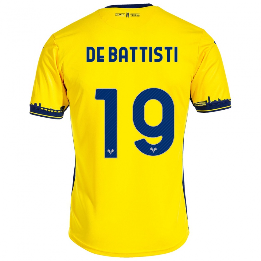 Heren Davide De Battisti #19 Geel Uitshirt Uittenue 2023/24 T-Shirt