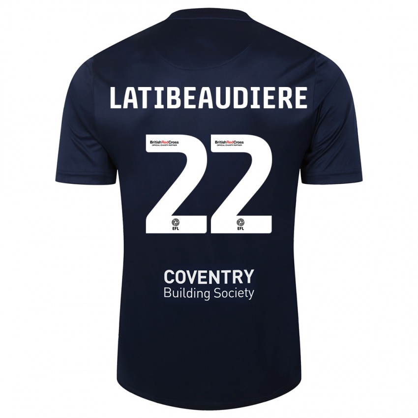 Heren Joel Latibeaudiere #22 Rode Marine Uitshirt Uittenue 2023/24 T-Shirt