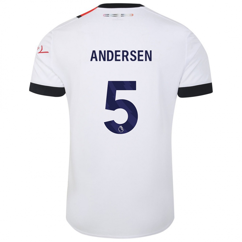 Heren Mads Andersen #5 Wit Uitshirt Uittenue 2023/24 T-Shirt