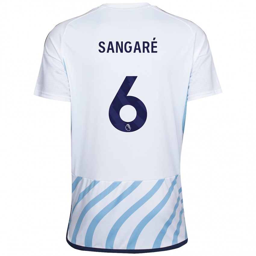 Heren Ibrahim Sangare #6 Wit Blauw Uitshirt Uittenue 2023/24 T-Shirt