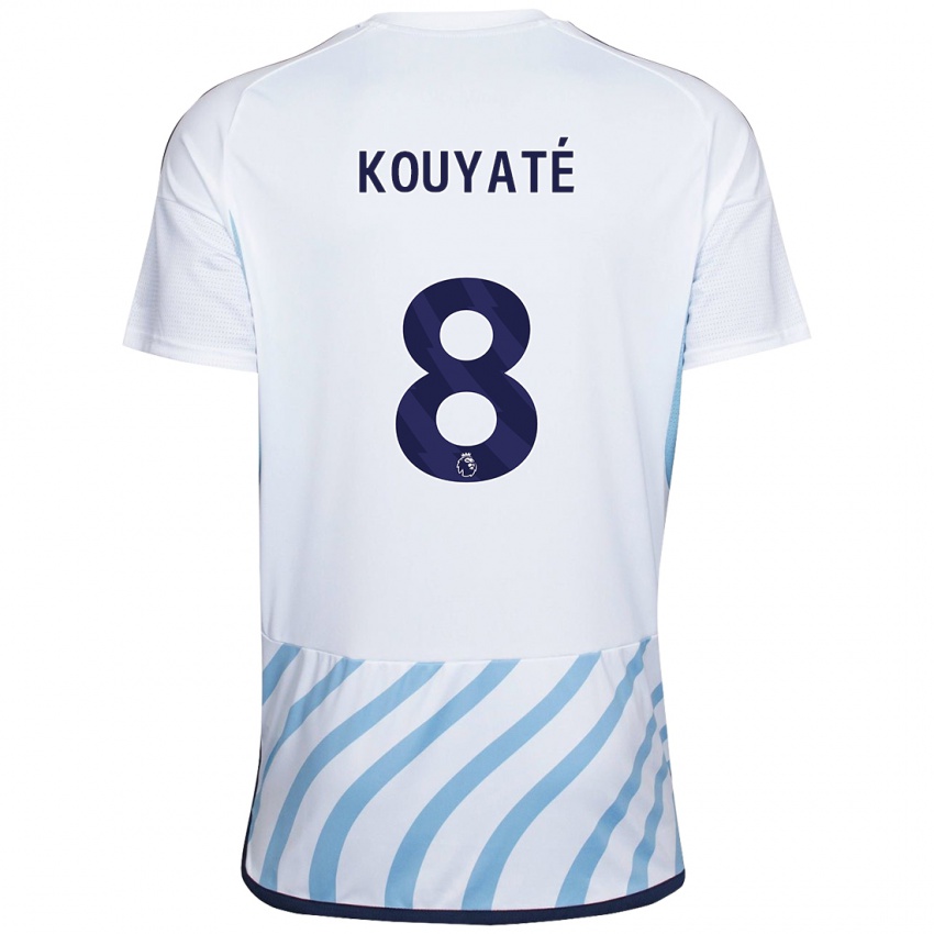 Heren Cheikhou Kouyate #8 Wit Blauw Uitshirt Uittenue 2023/24 T-Shirt
