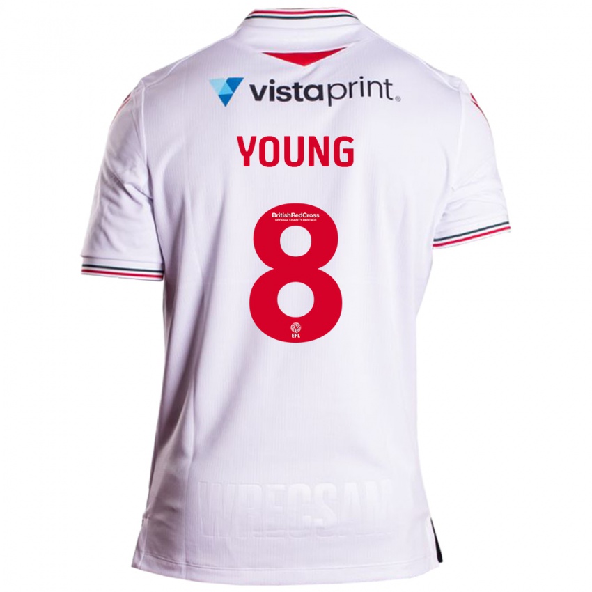 Heren Luke Young #8 Wit Uitshirt Uittenue 2023/24 T-Shirt