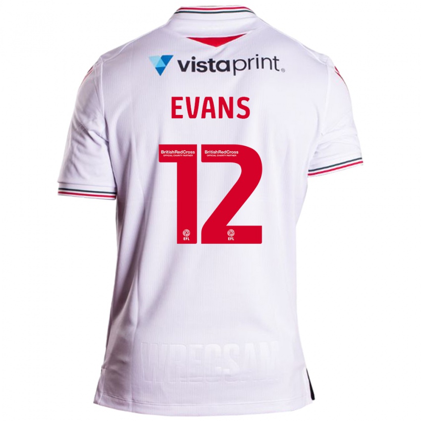 Heren George Evans #12 Wit Uitshirt Uittenue 2023/24 T-Shirt